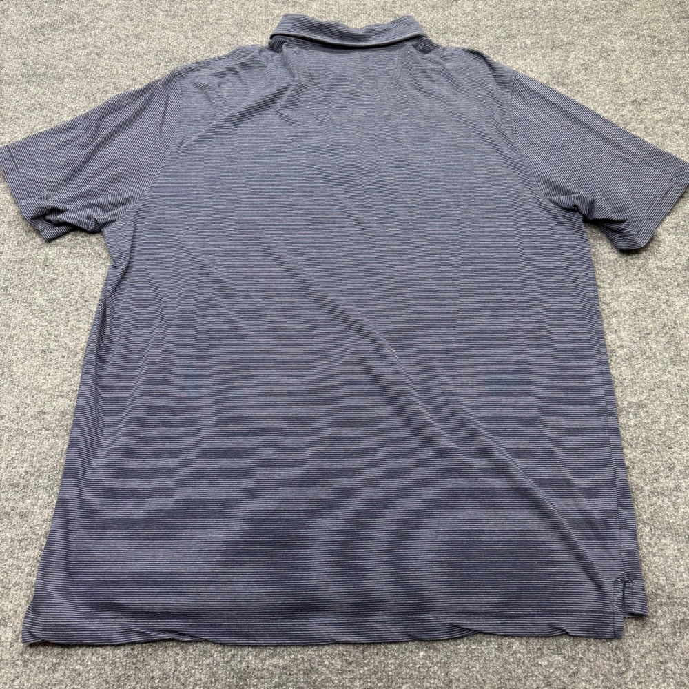 Peter Millar Mens XXL Navy Blue White Micro Stripe Pima Cotton Silk Polo Shirt - Picture 7 of 8